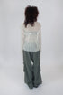 PLEATED MESH EXPOSED SEAMS TOPS -CREAM- *Last1